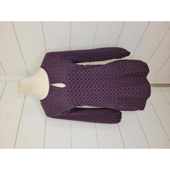 Tommy Hilfiger medium navy & red peplum blouse - Picture 1 of 4